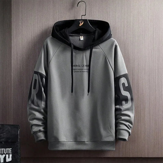 Men's Monogram Print Hooded Sweatshirt: Stylish Comfort for Fall/Winter